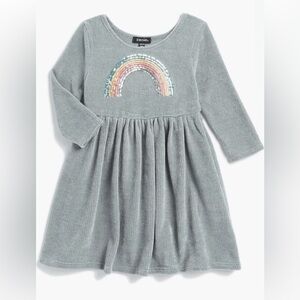 Zunie Kids' Paris Chenille
Long Sleeve Dress with Sequin Rainbow 🌈